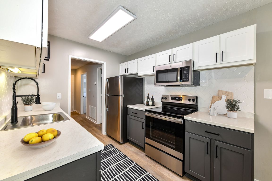 Kitchen with stainless steel appliances