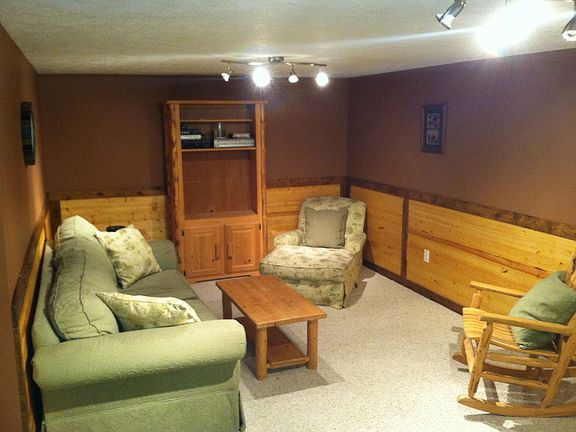 family room in basement