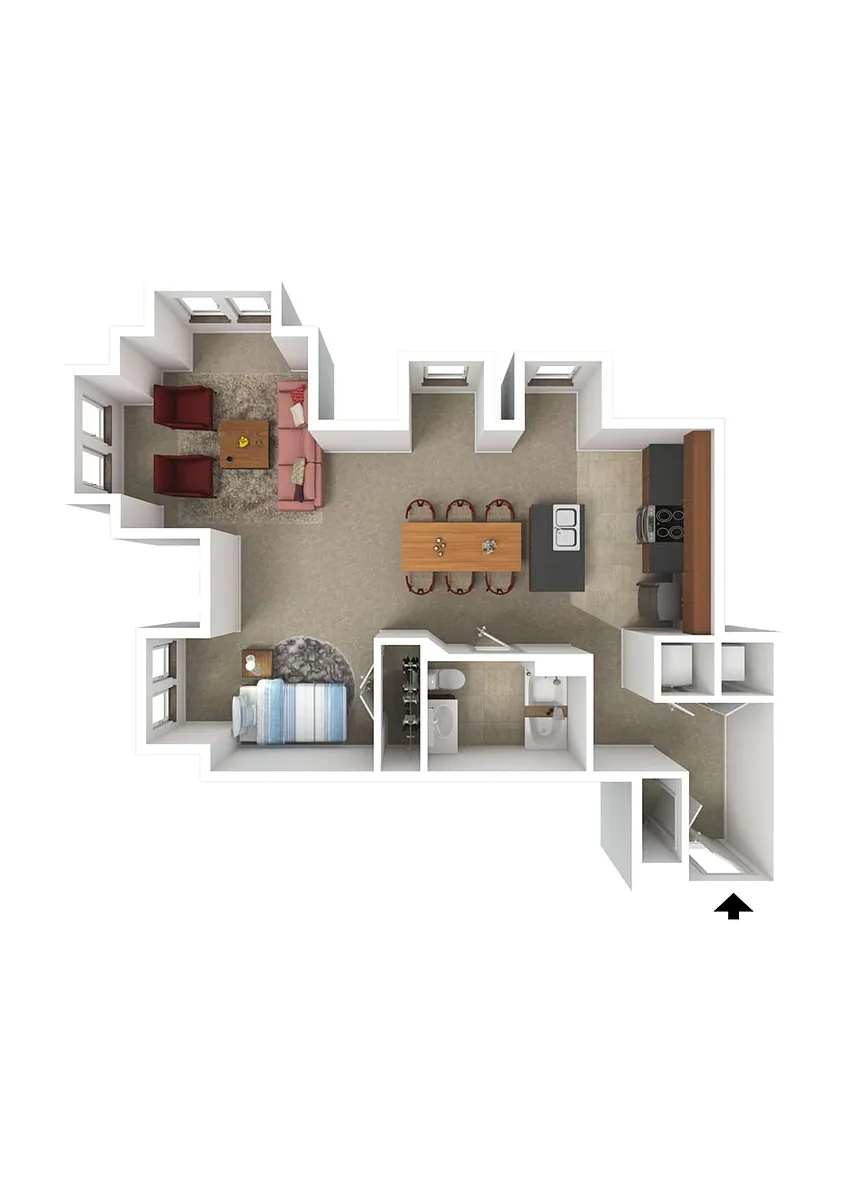 Floor plan 1B-U STUD