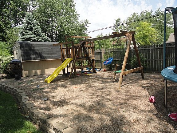 play area and shed