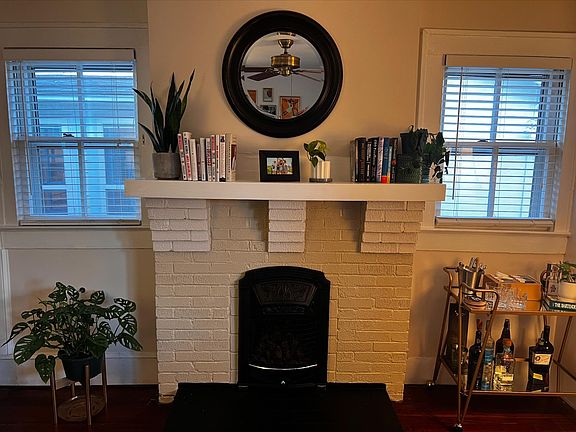 Close up of gas fireplace