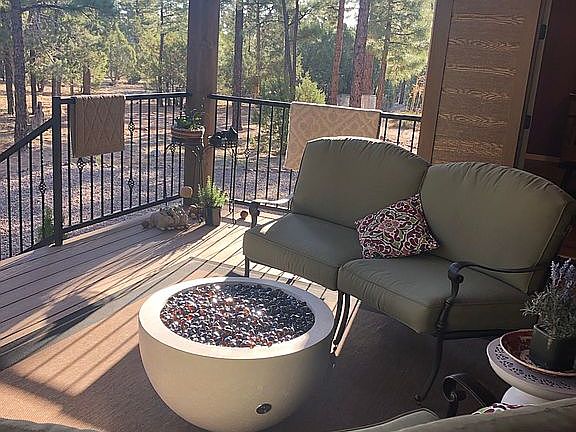 Natural gas fire pit on deck
