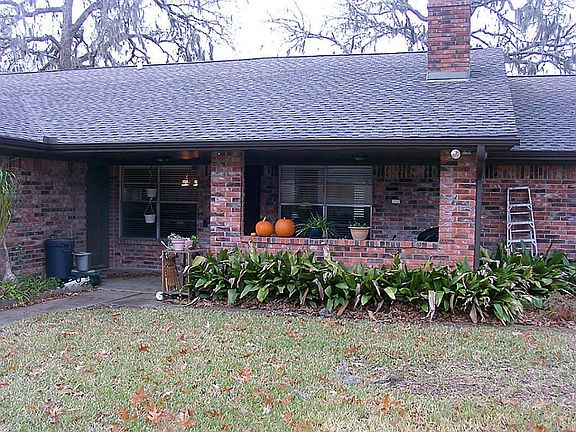 Covered patio in backyard