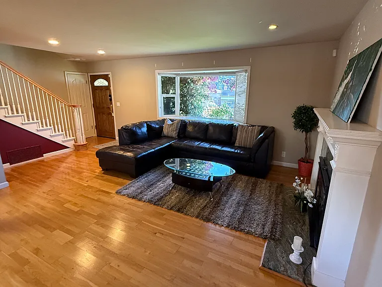 Living room with fireplace heater