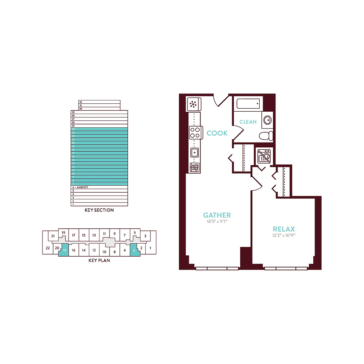 Floor plan 1 Bedroom 1 Bath T