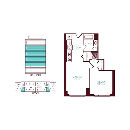 Floor plan 1 Bedroom 1 Bath T