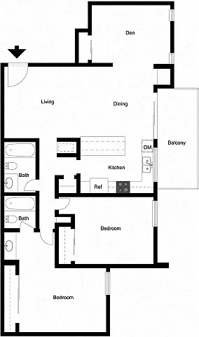 Floor plan 2 Bedroom 2 Bath Den