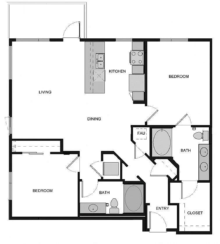 Floor plan B5 Two Bed 2 Bath