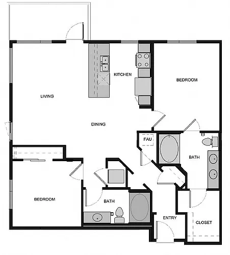Floor plan B5 Two Bed 2 Bath