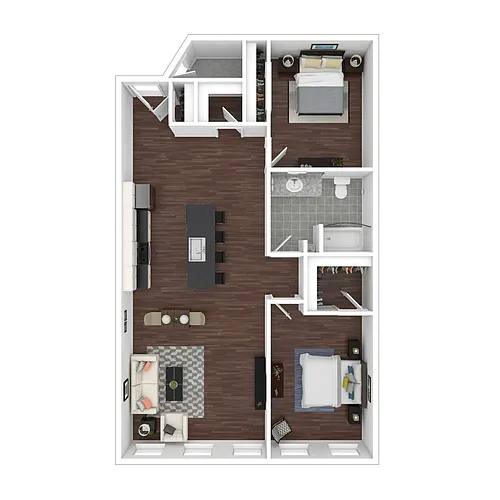 Floor plan 2 Bed 1 Bath A