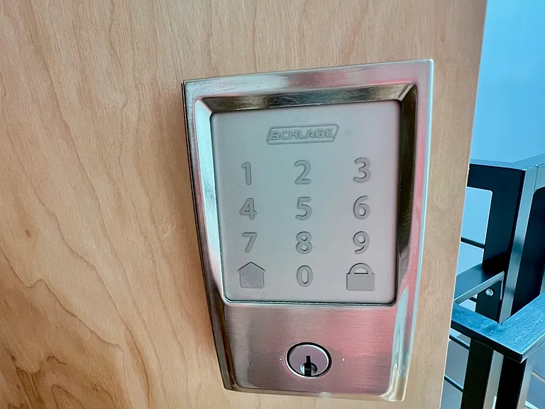 Schlage keypad entry lock on "front" door.