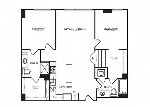 Floor plan 2 Bed/2 Bath-D3