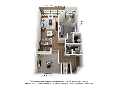Floor plan One Bedroom with Loft