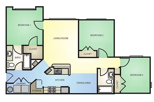 Floor plan 3 Bed 2 Bath