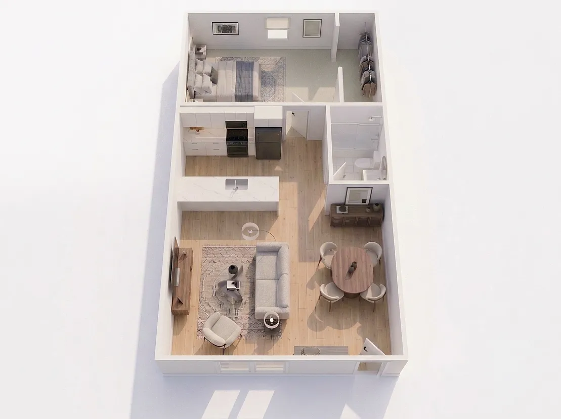 Floor plan 1 Bedroom, 1 Bathroom