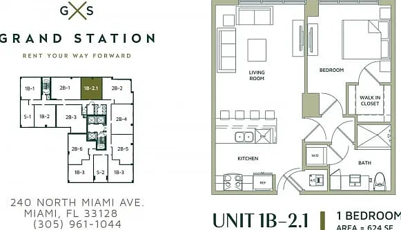 1b-2.1 | 624 Square Foot One Bedroom One Bath 1b-2.1 | 624 Square Foot One Bedroom One Bath