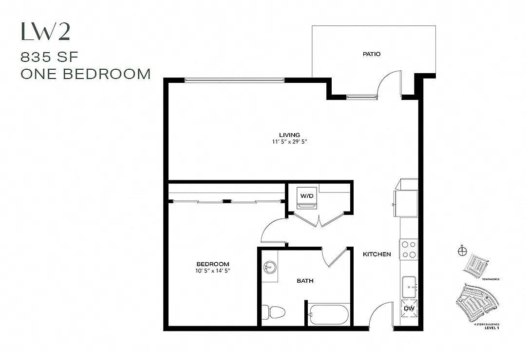 Floor plan One Bedroom Live Work LW2