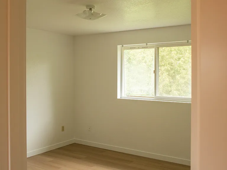 Bright room with peaceful views of the oversized backyard and natural greenbelt area behind the property, offering extra privacy and a quiet setting.