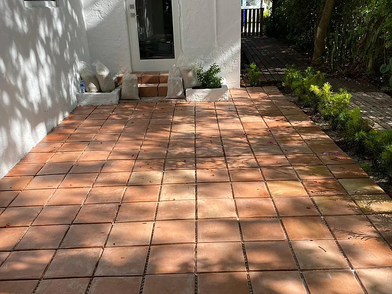 Out door patio off living room
Newly installed Mexican Tile