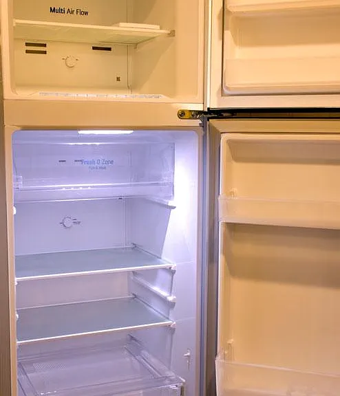 Refrigerator with adjustable shelving, door storage, and a freezer compartment for everyday meal prep.