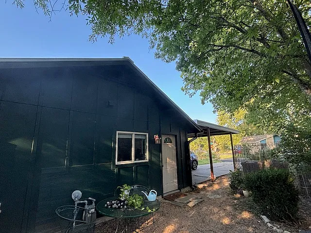 Studio apartment entrance and patio
