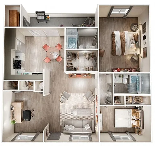 Floor plan 2x2 W/Den