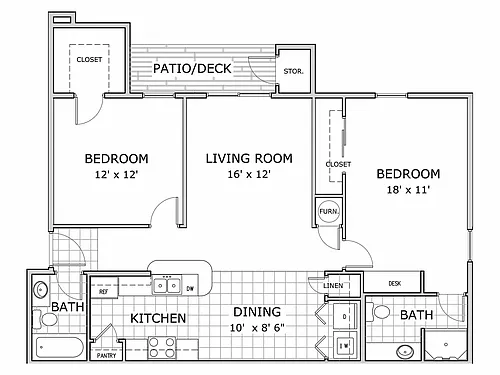 Floor plan 2 Bedroom - Ph 1