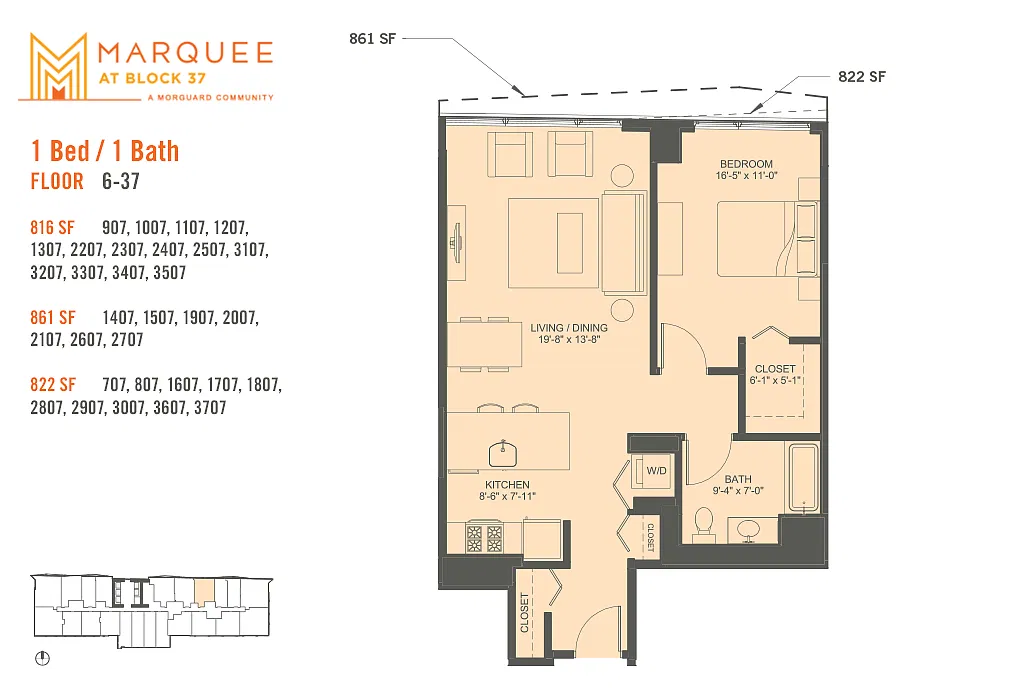 Floor plan 1 Bedroom x 07