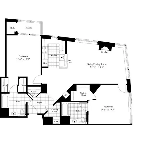 Floor plan 2 Bedrooms Q