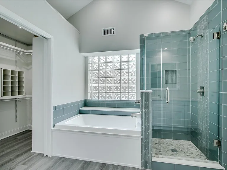 Updated bathroom with garden tub