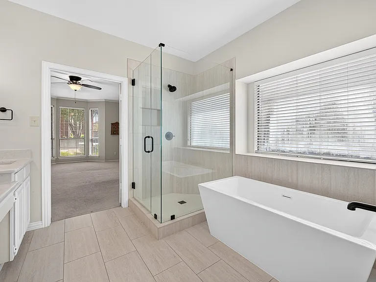 Updated shower and soaker tub
