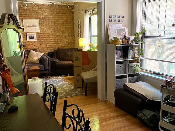 Looking through dining room into living room