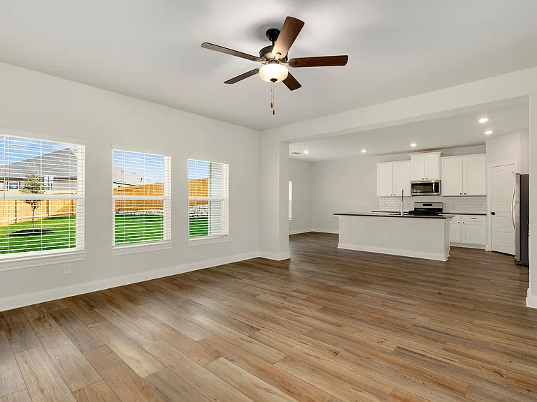 The kitchen overlooks the family room.