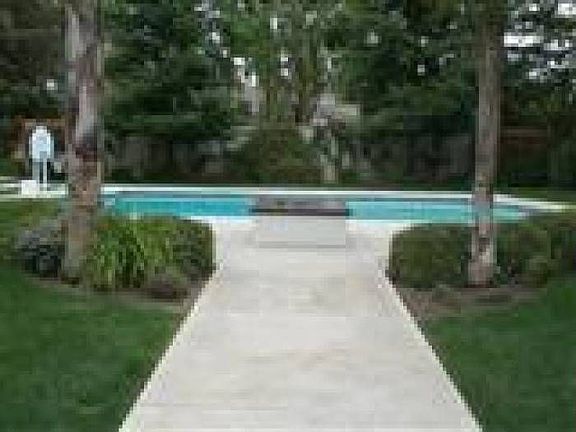 Gas fire pit by the pool