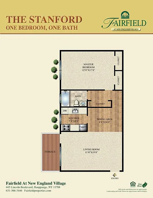 Floor plan The Stanford One Bedroom Lower