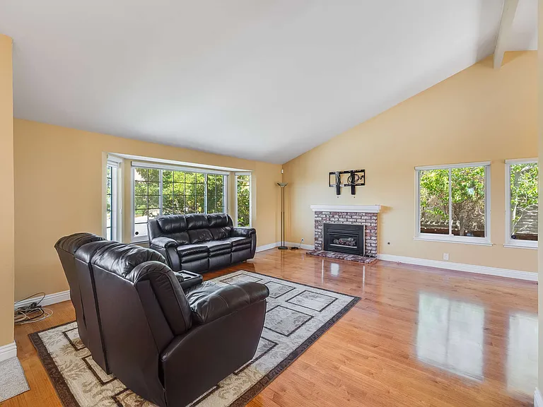 Living room with vaulted ceiling
