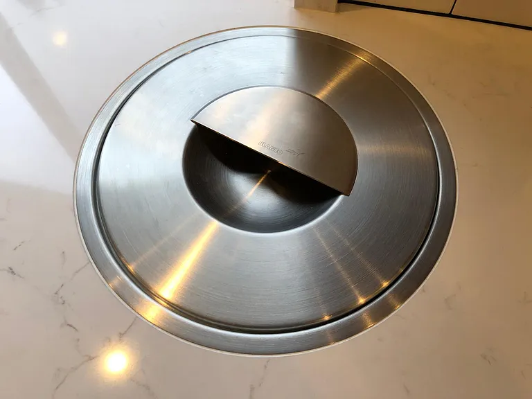 Custom countertop inserted compost bin