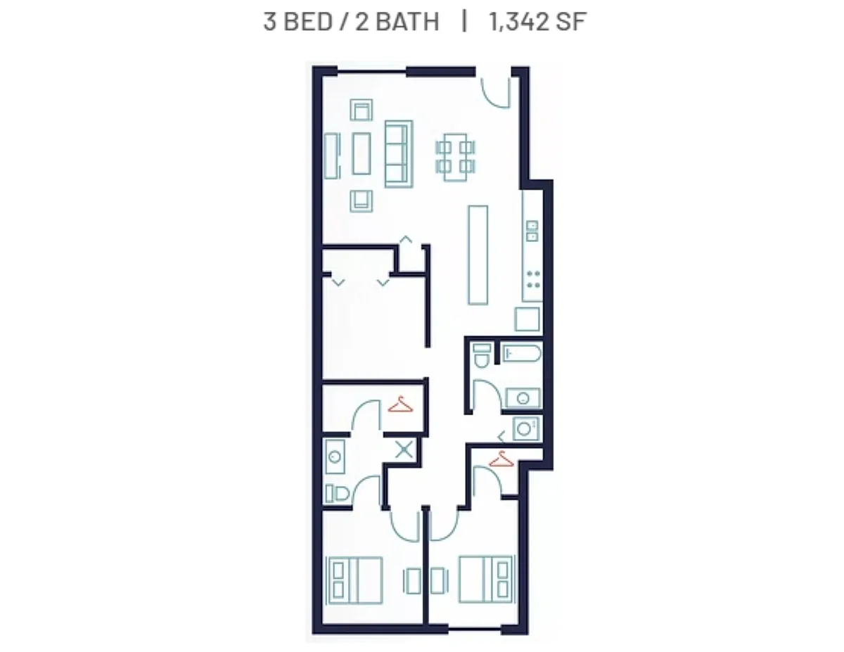 Floor plan 3 Bed 2 Bath