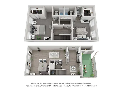 Floor plan 2 Bedroom 2 Bath Townhome