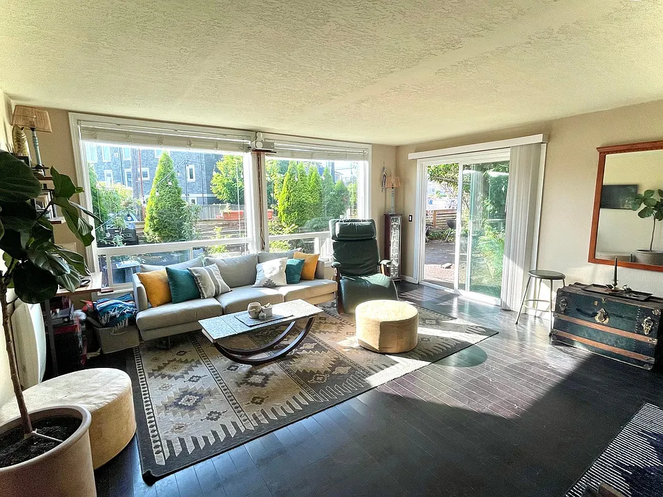Living room, patio view