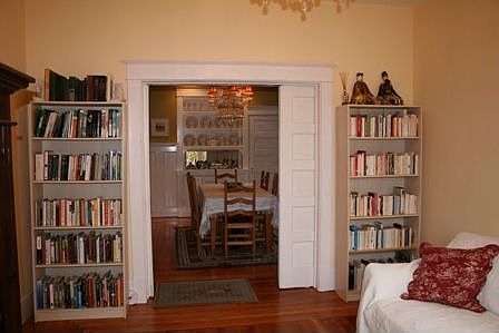 Living room into dining room original pocket doors