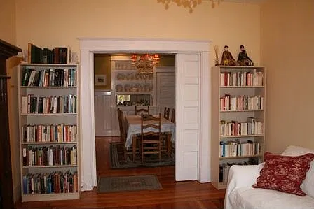 Living room into dining room original pocket doors