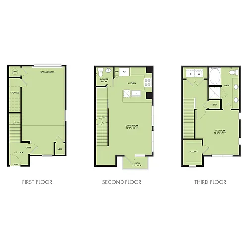 Floor plan A1T-965sf-A12T