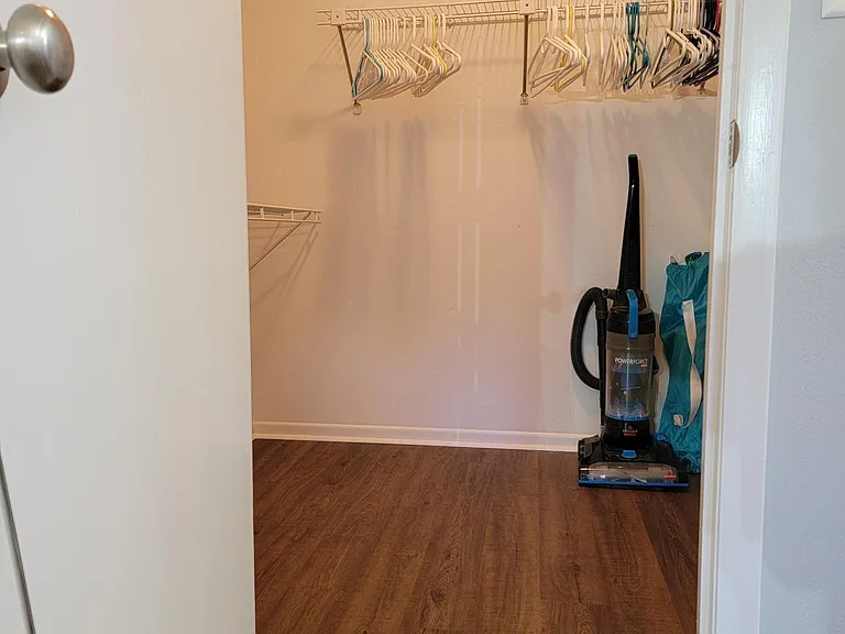 Walk-in master bedroom closet