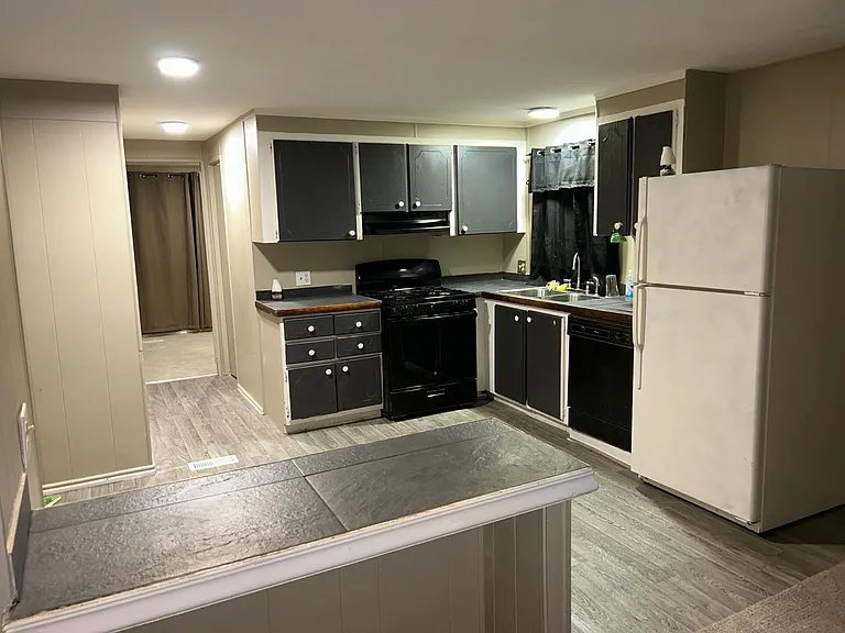 Kitchen area with desk area