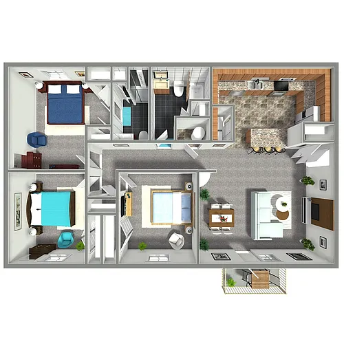 Floor plan 3 Bed, 2 Bath