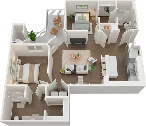 Floor plan 2 Bed 2 Bath PNL2CC
