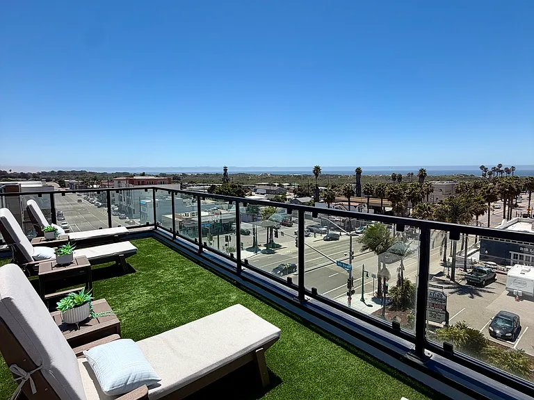 Communal rooftop deck on sister building