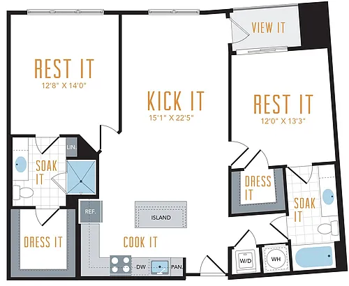 Floor plan 2 Bed 2 Bath - ANSI