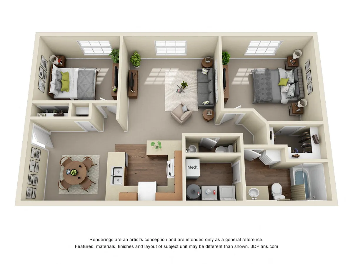Floor plan 2 Bed 1.5 Bath Classic